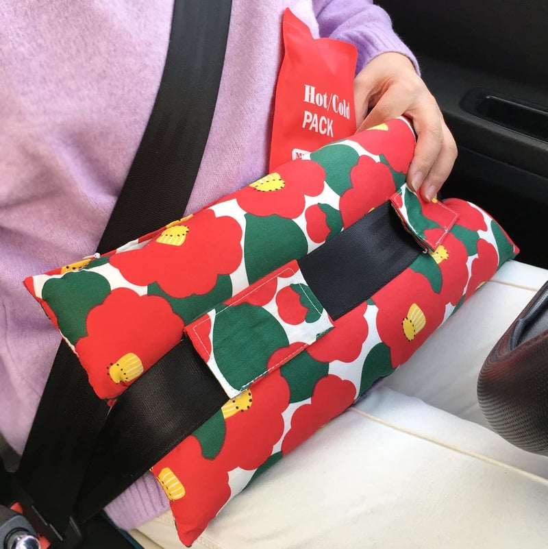 HapiPoppy Hysterectomy Pillow Abdominal Post Surgery Pillows with Pocket Comfort for Ice Heat Packs Tummy Tuck Belly Incision Recovery Seatbelt Gifts Women Patients Red Flower - Image 1